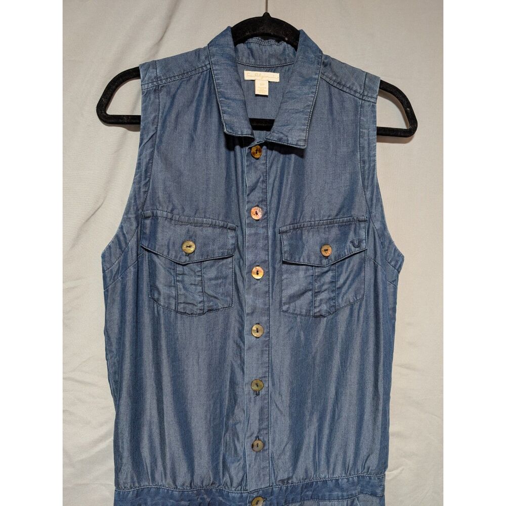 True Religion Blue Sleeveless Chambray‎ Denim Tencel Romper Women's Small - Picture 2 of 11